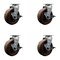 Service Caster 6'' High Temp Glass Filled Nylon Swivel Caster Set w/Roller Bearing and Brake, 4PK SCC-20S620-GFNRHT-TLB-4 - alternate 1